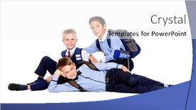  Presentation with educational - Beautiful theme featuring three schoolboys posing together in school uniform educational concept isolated over white backdrop and a white colored foreground