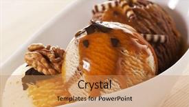  Presentation with chocolate ice cream - PPT theme with three scoops of ice cream background and a coral colored foreground