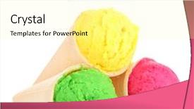  Presentation with ice cream strawberry - Slides enhanced with three-scoops-of-lemon-strawberry background and a blonde colored foreground