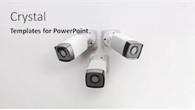  Presentation with cameras - Presentation theme enhanced with three-security-cameras-mounted background and a white colored foreground