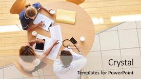  Presentation with healthcare workers - PPT layouts having three senior healthcare workers background and a lemonade colored foreground