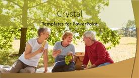  Presentation with celebrate - PPT layouts featuring three-seniors-celebrate-their-birthday background and a yellow colored foreground