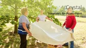  Presentation with seniors - Amazing slide deck having three-seniors-prepare-the-picnic backdrop and a yellow colored foreground