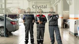  Presentation with intercultural - Beautiful slide deck featuring three-serious-intercultural-professionals backdrop and a soft green colored foreground