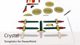  Presentation with bridge playing cards - Slides having three seven playing cards italian background and a  colored foreground