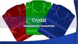  Presentation with red white blue - Presentation theme with three shirts red green blue background and a navy blue colored foreground