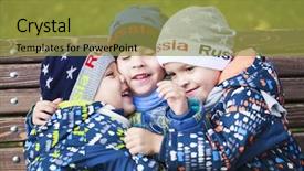  Presentation with siblings - Colorful presentation theme enhanced with three siblings - triplets backdrop and a gold colored foreground