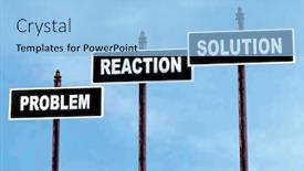  Presentation with problem solution - Presentation having three-signposts-spelling-problem-reaction background and a light blue colored foreground