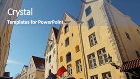  Presentation with old tv - PPT theme featuring three sisters in old town background and a teal colored foreground