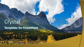  Presentation with mountain water - Theme consisting of three-sisters-mountain-in-banff background and a ocean colored foreground