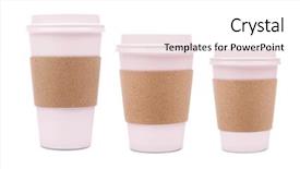  Presentation with coffee - PPT theme with cups isolated on white bacground background and a pink colored foreground