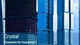  Presentation with constructions - Presentation theme having three skyscrapers constructions with cranes in moscow russia background and a ocean colored foreground