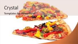  Presentation with fruit vegetable cartoon - Cool new slide set with three slices of colorful vegetable backdrop and a coral colored foreground