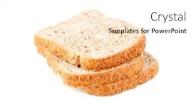  Presentation with bread - Slide deck featuring three slices of fresh bread isolated on white background background and a white colored foreground
