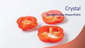  Presentation with pepper - Colorful PPT layouts enhanced with three-slices-of-red-bell backdrop and a sky blue colored foreground