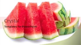  Presentation with three - Presentation having three-slices-of-watermelon-without background and a red colored foreground
