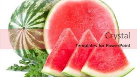  Presentation with half white and half bright coloured - PPT theme enhanced with three-slices-of-watermelon background and a  colored foreground