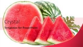  Presentation with half white and half bright coloured - PPT theme featuring three-slices-of-watermelon background and a red colored foreground