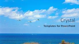  Presentation with fly - PPT theme having three-small-planes-fly-beautifully background and a light blue colored foreground