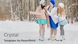  Presentation with rink - Cool new slide deck with three-smiling-women-skate backdrop and a light gray colored foreground
