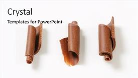  Presentation with chocolate - Beautiful PPT theme featuring three smooth chocolate rolls backdrop and a pink colored foreground