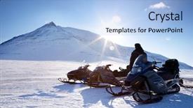  Presentation with winter - Slides with three snowmobiles and a winter background and a light blue colored foreground