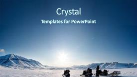  Presentation with winter - Presentation theme featuring three snowmobiles on a beautiful background and a ocean colored foreground