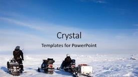  Presentation with landscape maintenance vehicle - PPT layouts consisting of three snowmobiles on a svalbard landscape of barren snow background and a light blue colored foreground