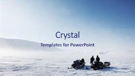  Presentation with winter landscape winter tree - Beautiful PPT theme featuring three snowmobiles on a winter backdrop and a sky blue colored foreground