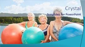  Presentation with gymnastics - Amazing presentation design having three-sporty-senior-women backdrop and a sky blue colored foreground