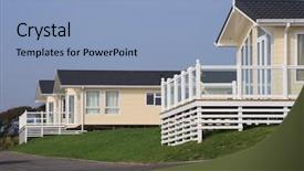  Presentation with mobile home - Slides having three static holiday homes background and a  colored foreground
