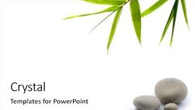  Presentation with bamboo - Cool new PPT theme with three stones isolated on white backdrop and a white colored foreground