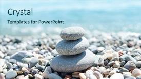  Presentation with zen stones - PPT theme consisting of three stones on stack near background and a sky blue colored foreground