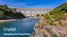  Presentation with aqueduct - Presentation theme featuring three-storied aqueduct of pont background and a ocean colored foreground