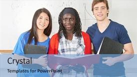  Presentation with math students - Presentation theme having three students in their math background and a  colored foreground