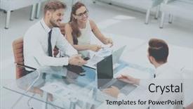  Presentation with successful person - Cool new PPT layouts with three successful business person working high view backdrop and a light gray colored foreground