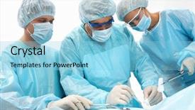  Presentation with operating systems - Presentation theme enhanced with three surgeons operating background and a  colored foreground