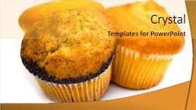  Presentation with muffins - Amazing theme having three tasty muffins with poppies isolated on white background backdrop and a yellow colored foreground
