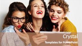  Presentation with teen girls - Theme featuring three teen girls friends taking background and a coral colored foreground