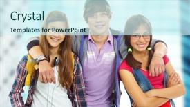  Presentation with teenagers - Presentation featuring three teenagers in casual clothes posing in front of camera background and a cool aqua colored foreground