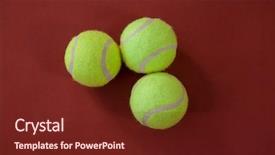  Presentation with maroon - Theme featuring three tennis balls on maroon background and a  colored foreground