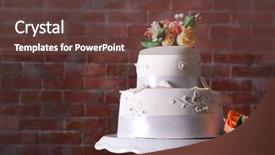  Presentation with brick wall - Presentation design featuring three tier - beautiful wedding cake decorated background and a tawny brown colored foreground