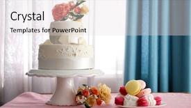  Presentation with pink wedding - PPT layouts having three tier - beautiful wedding cake decorated background and a light gray colored foreground