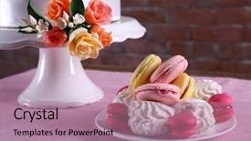  Presentation with pink wedding - Amazing PPT theme having three tier - beautiful wedding cake decorated backdrop and a coral colored foreground