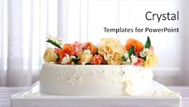  Presentation with elegant flowers - Amazing presentation design having three tier - elegant wedding cake decorated backdrop and a white colored foreground