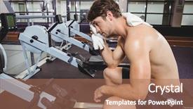  Presentation with workout - Beautiful slide deck featuring three tier - tired man wiping his face backdrop and a  colored foreground