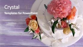  Presentation with wedding white - Slide set with three tier - white wedding cake decorated background and a  colored foreground