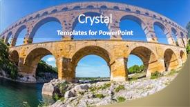  Presentation with aqueduct - Slide deck with three-tiered aqueduct bridge pont background and a  colored foreground