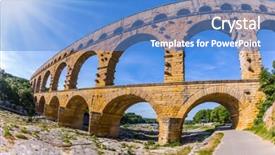  Presentation with aqueduct - Slide deck with three-tiered aqueduct bridge pont background and a  colored foreground