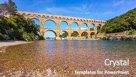  Presentation with aqueduct - Presentation featuring three-tiered aqueduct pont du background and a  colored foreground
